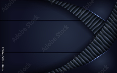 Dark 3d navy blue with carbon textured pattern background design.