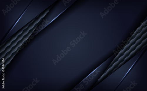 Dark 3d navy blue with carbon textured pattern background design.