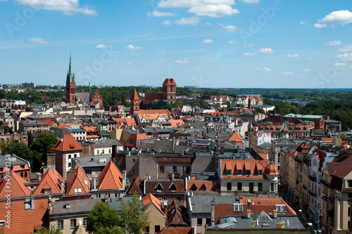 Fototapeta Naklejka Na Ścianę i Meble -  Torun Poland, Cityscape with St James and St Catherine of Alexandria churches