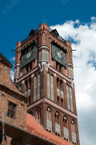 Torun Poland, view of Gothic Town Hall clock tower