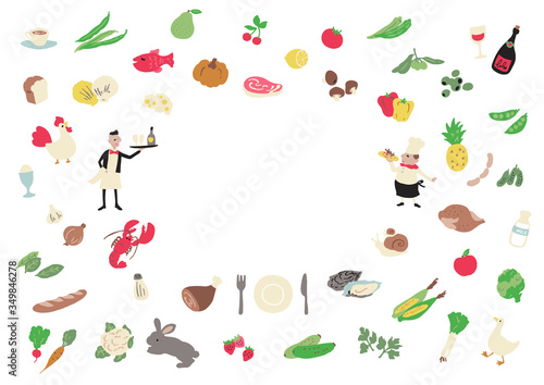 食べ物　手描き　イラスト