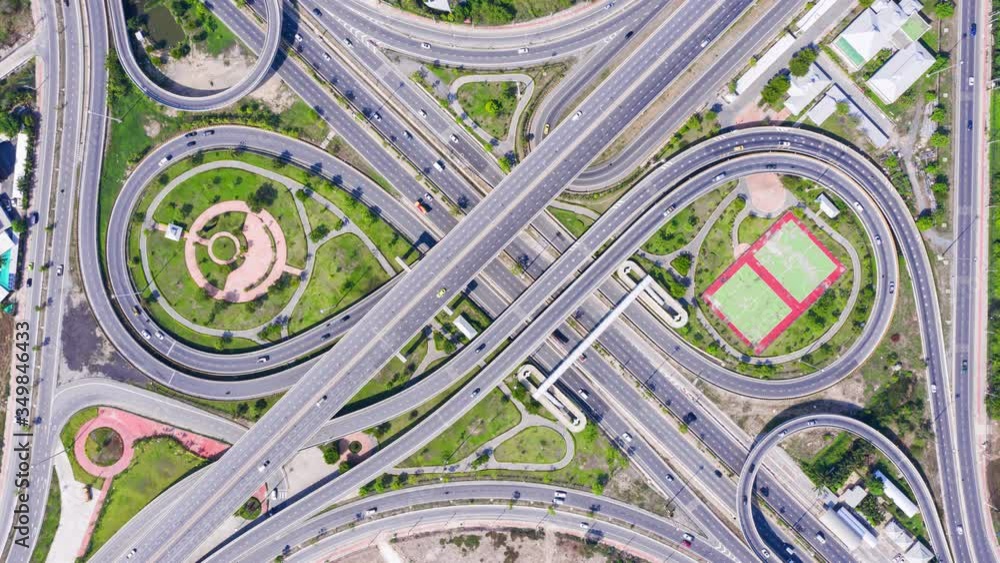 4K.Time lapse Top view crossroad expressway or Intersection 4K.Time lapse Top view crossroad expressway or Intersection