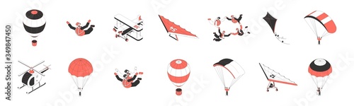 Air Tourism Isometric Icons Set