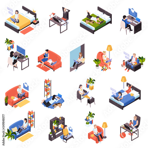 Remote Work Isometric Set 