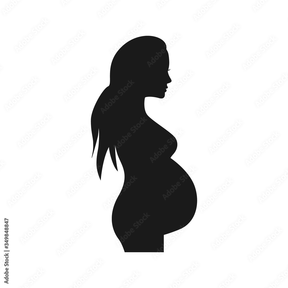 Vector illustration of a pregnant girl isolated on a white background. Pregnant woman. Pregnant woman silhouette