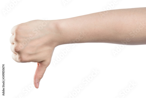 Male hand sign, isolated with clipping path on white background