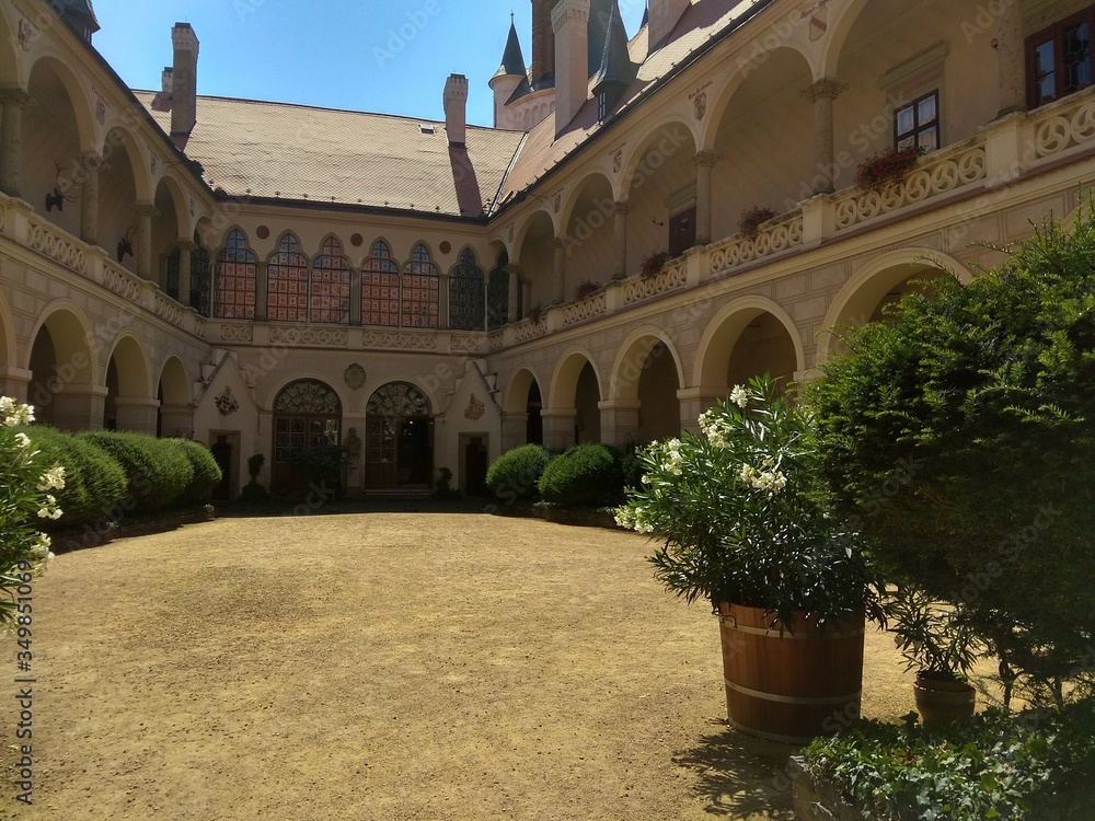 Courtyard of the castle of Žleby, Czech Republic