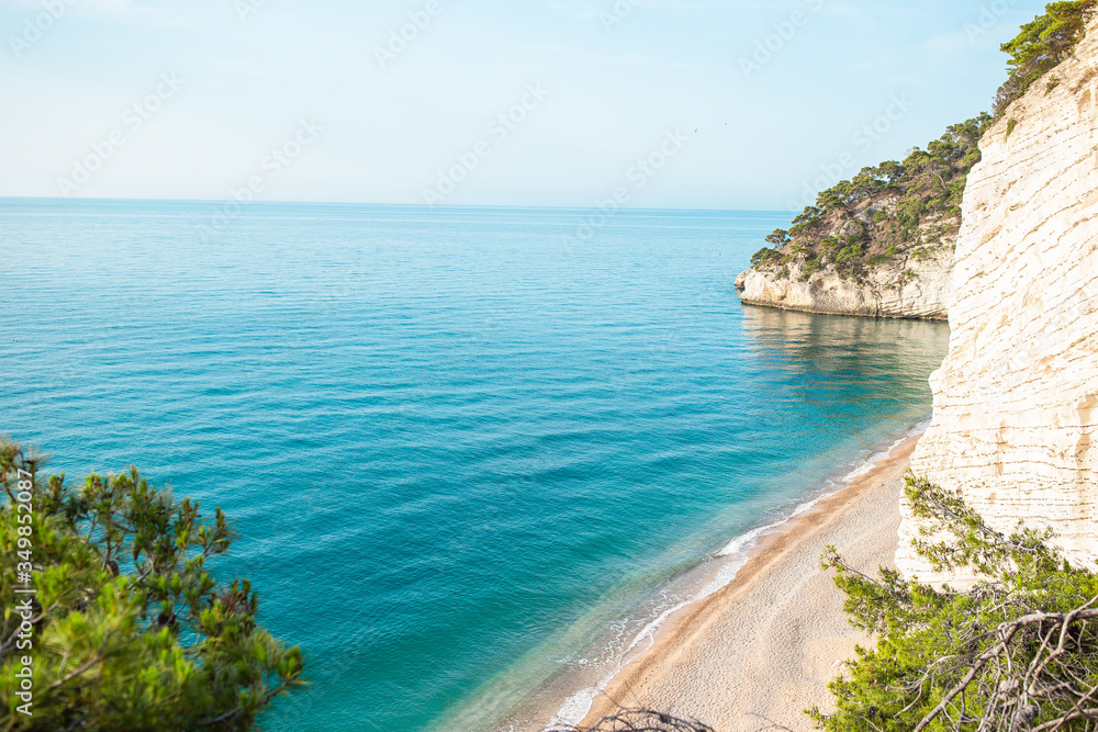 Beautiful beach with clear water in the reserve Gargano