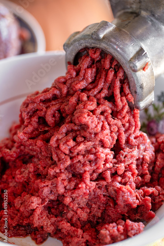 Minced beef meat for cooking burgers macro