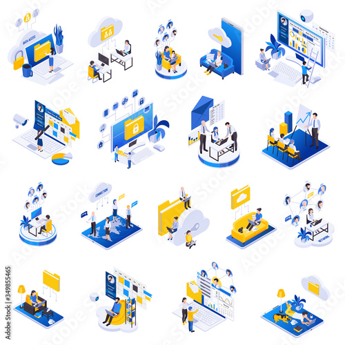 Remote Management Isometric Icons 
