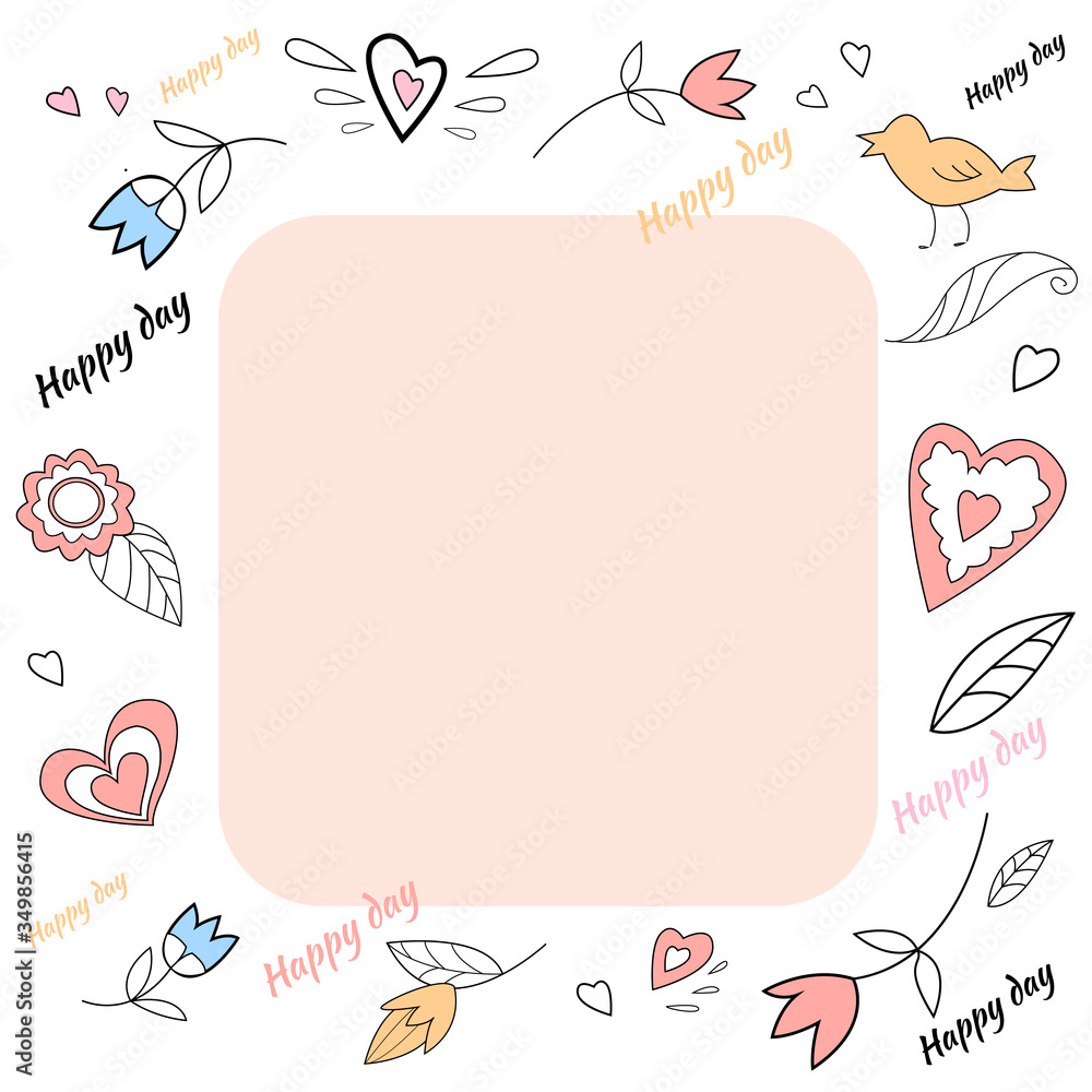valentine greeting card with birds and hearts