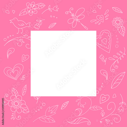 Wallpaper Mural pink floral frame Torontodigital.ca