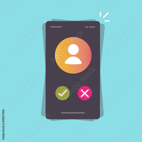 Phone calling or cellphone ringing vector illustration flat cartoon, smartphone call isolated clipart image