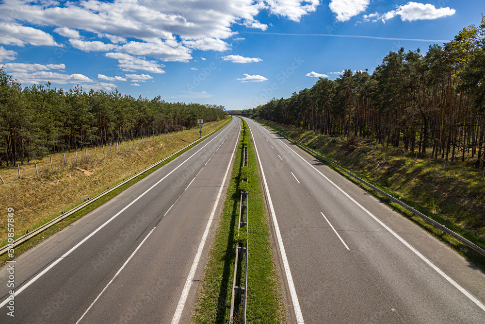 Completely empty highway without cars