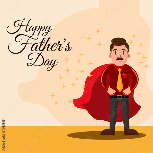 Super daddy concept  Super father. Happy Father s Day greeting vector illustration