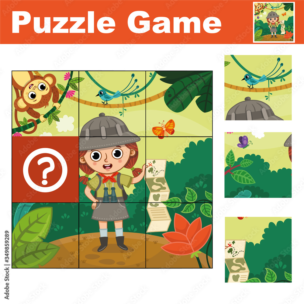 Puzzle education game for preschool children. Find the missing piece ...