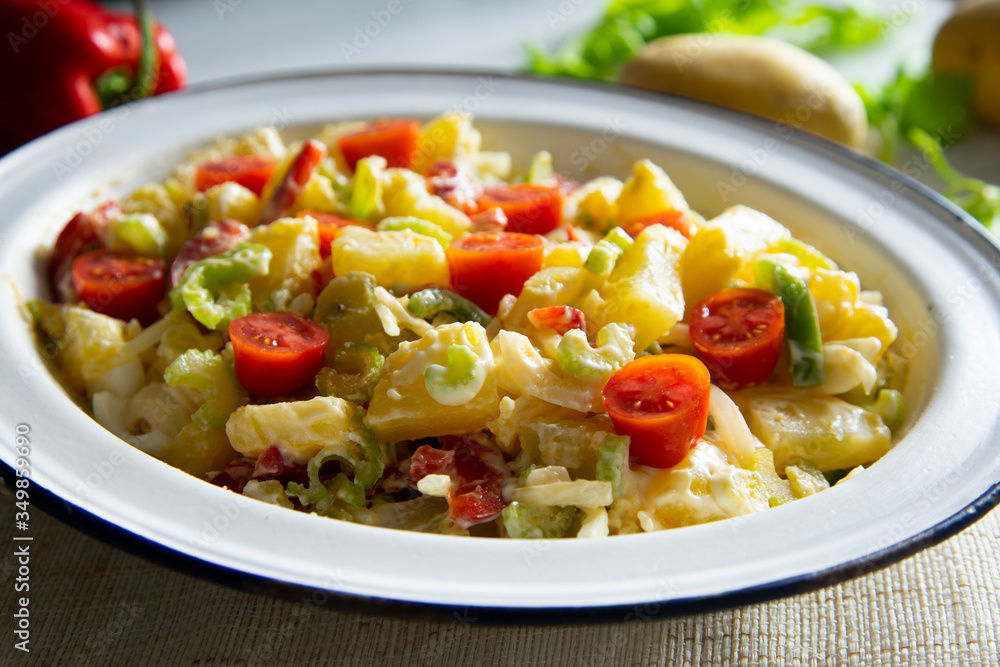 Vegan potatoes salad with vegetables Vegan potatoes salad with vegetables