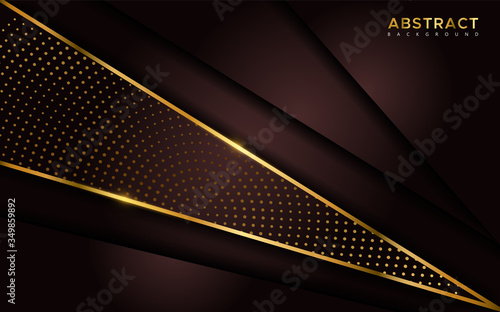 Luxury dark abstract background with golden lines.