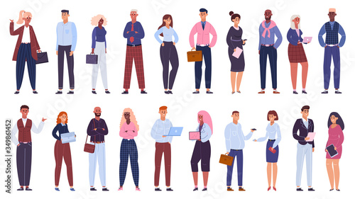 Multicultural business group. People office workers team, multinational business colleagues characters community isolated vector illustration set. Multicultural business team, businessman and women