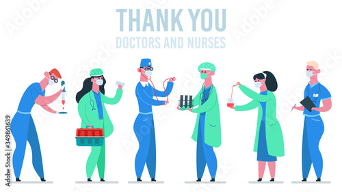 Medical doctors. Medicine physician, doctor and nurse in, hospital healthcare physician workers, doctors team concept vector illustration set. Medical physician professional, hospital profession