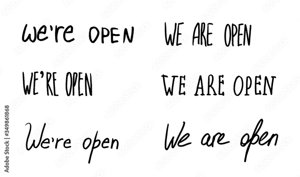 Fototapeta premium Hand written we are open