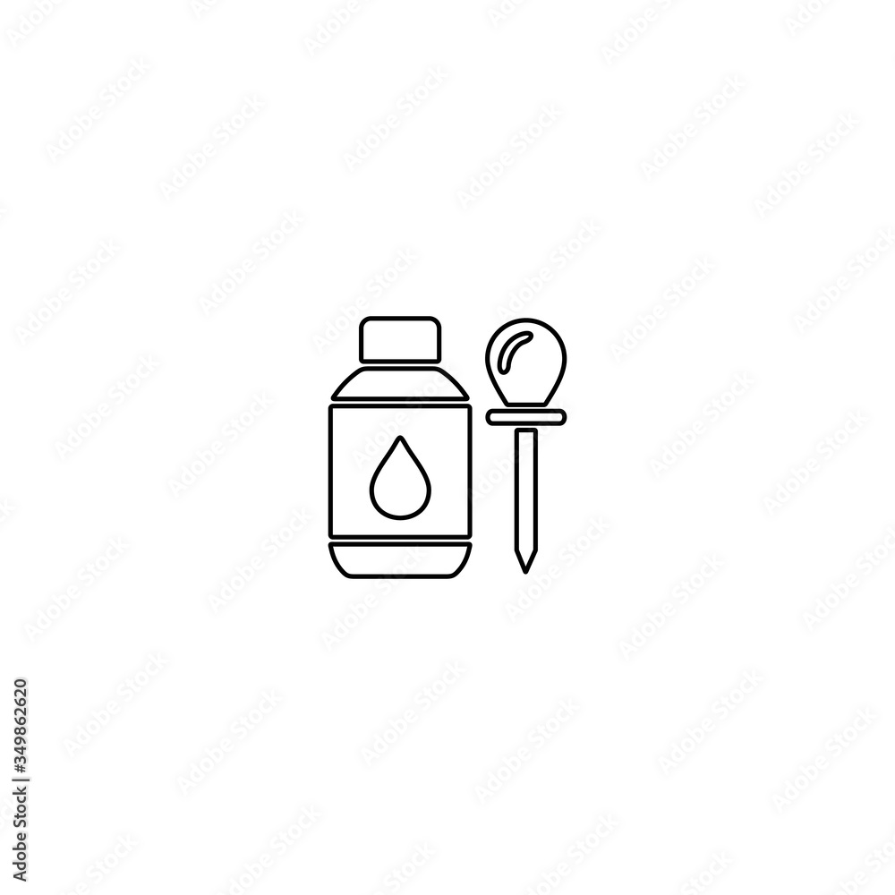 Blood sample and pipette icon. Line icon design. Blood sample and pipette icon. Line icon design.