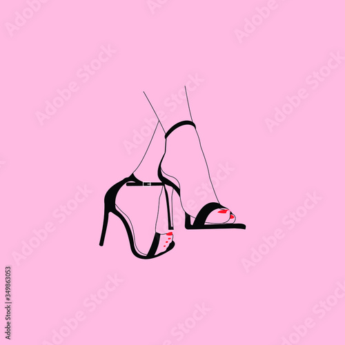 Fotografie, Obraz Woman high heels illustration in minimalist design style