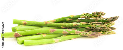 green asparagus on white background