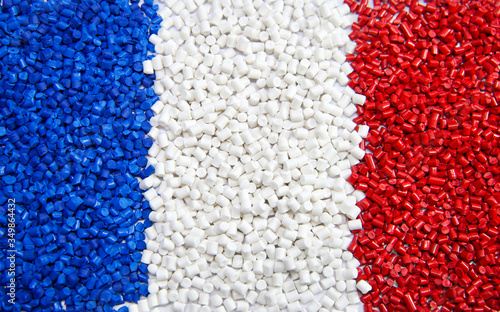 Obraz na płótnie Blue,red,white plastic polymer granules 