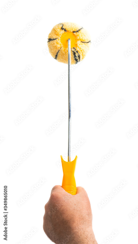 paint roller in hand isolated paint roller in hand isolated