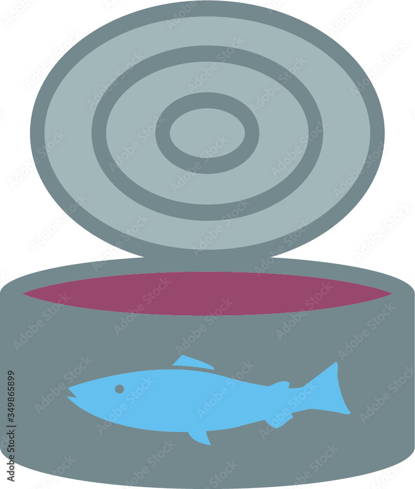 Canned fish Tuna can or cat food vector icon Canned fish Tuna can or cat food vector icon
