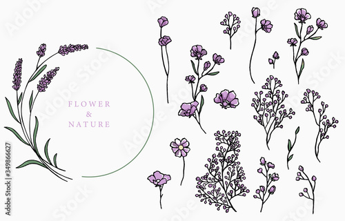 flower logo collection with leaves,geometric.Vector illustration for icon,logo,sticker,printable and tattoo