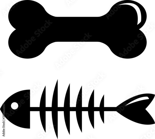 Bone and fish bone vector icon