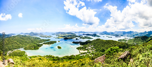 Panorama view of islands in a sunny day in country side of Eastern Hong Kong