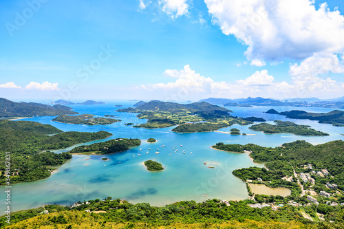 Panorama view of islands in a sunny day in country side of Eastern Hong Kong