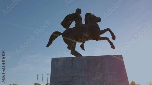 4k clip of the statue of Alexander the Great in Thessaloniki, Greece