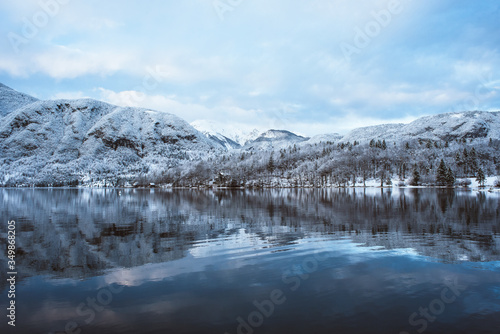 mountain lake in winter