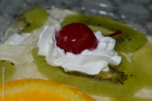 fruit and cherry with cream