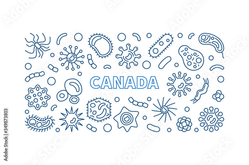 Vector Coronavirus in Canada concept line horizontal banner or illustration