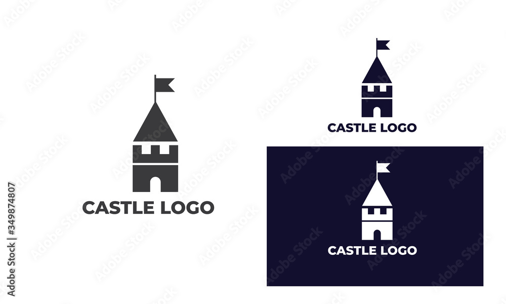 Castle logo with Modern style for Real Estate Logo, Construction, architecture, residence, hotel, business property, building, full color and black and white, eps 10 vector