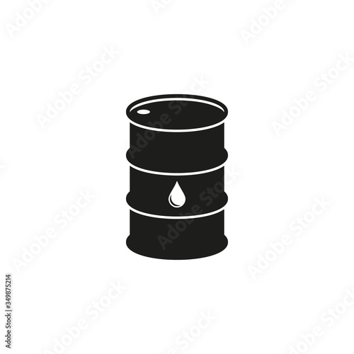 Black oil barrel icon. Vector illustration. Flat design.	