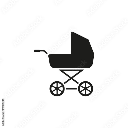 Baby carriage silhouette icon. Vector. Isolated.