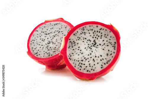 Sweet tasty dragon fruit or pitaya isolated on white.