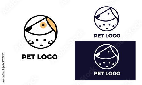 cute cat and dog Logo can also for pet logo, home pet, pet shop, dog care, cat care, cat lover, veterinary in design with full color, black and white color,eps 10 vector