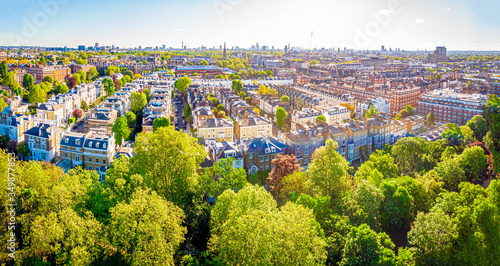 Aerial view of Kensington in the morning, London, UK photo