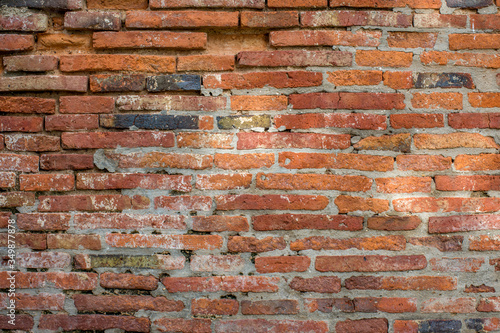 Old red brown brick wall texture background.