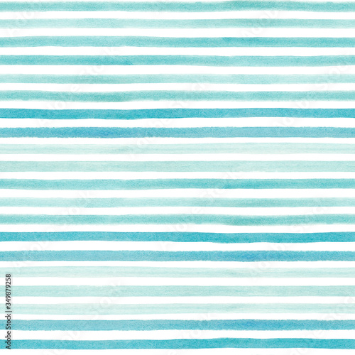 Hand drawn seamless pattern with blue watercolor stripes . Hand made brush strokes texture. Can be used for banner, card, poster, textile, wallpapers etc.
