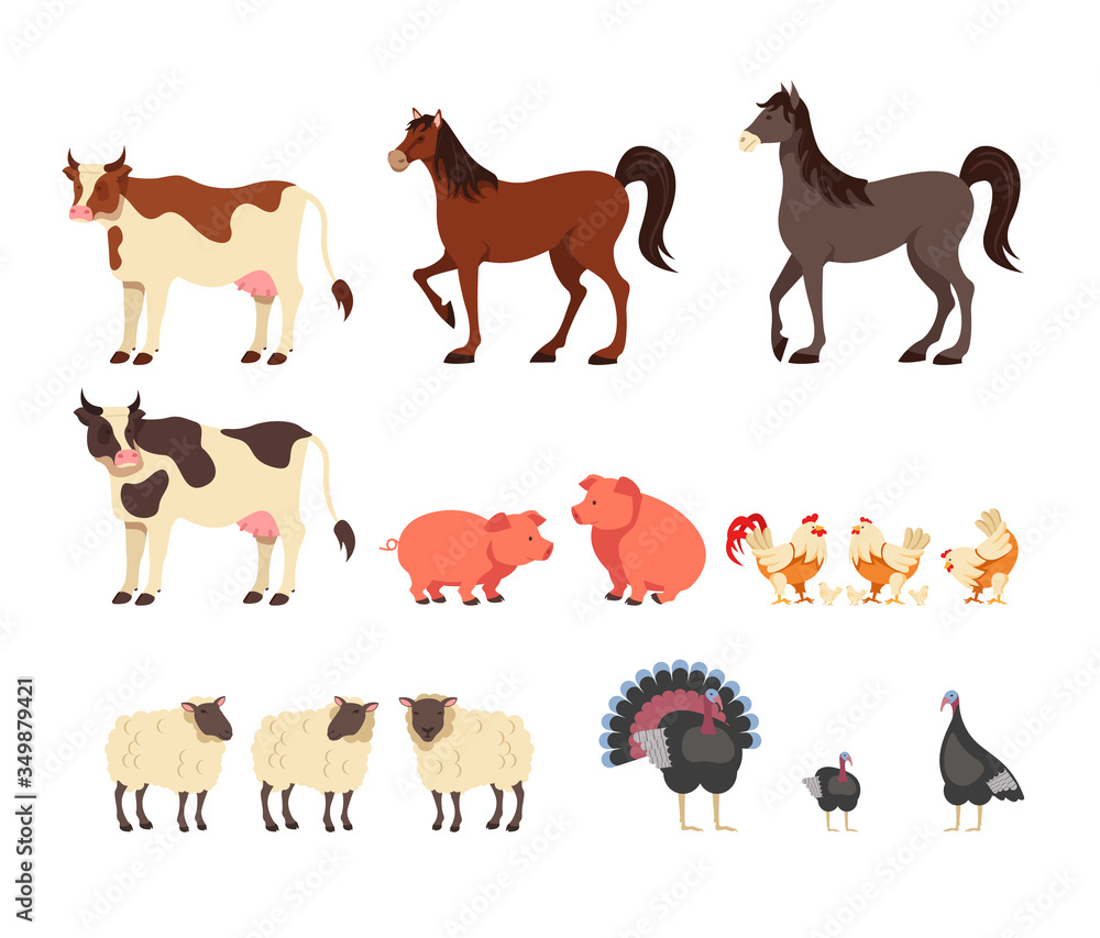 Farm animals isolated set. Vector flat graphic design cartoon illustration Farm animals isolated set. Vector flat graphic design cartoon illustration