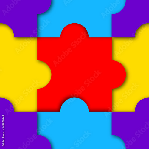 Seamless puzzle pattern, vector illustration.