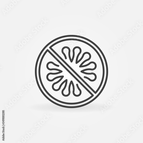 Stop Microbe, virus or bacteria vector concept icon or symbol in thin line style